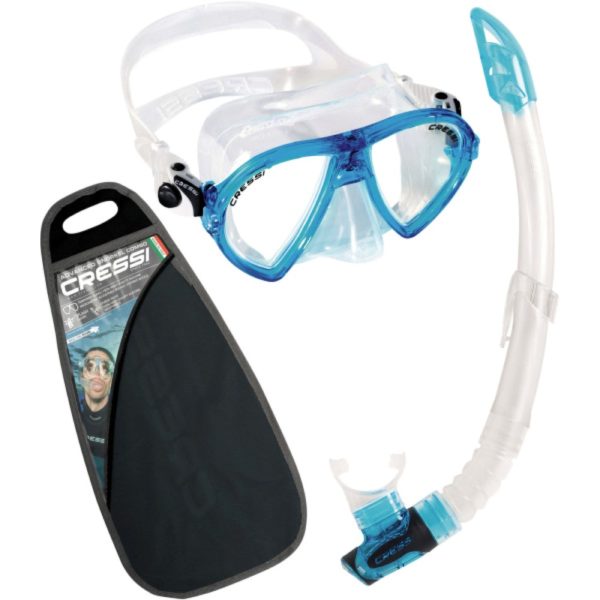 Cressi Mask and Snorkel Set Ocean and Gamma clear auqamarine